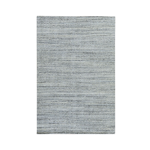 Cloud Gray, Variegated Textured Design, Modern, Hand Loomed, Pure Wool, Oriental 