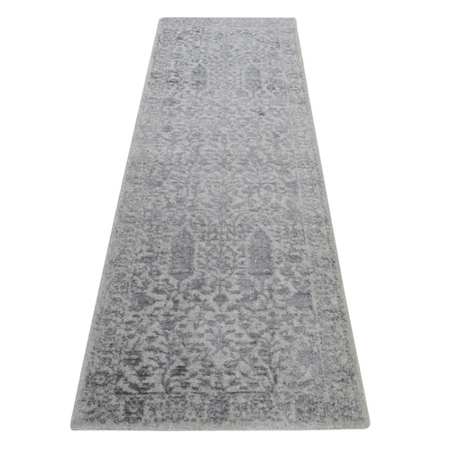 Lavender Purple, Fine Jacquard Hand Loomed, Broken Cypress Tree Design, Wool and Silk, Thick and Plush, Runner, Oriental 