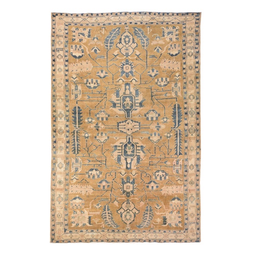 Mustard Green, Afghan Oushak, Hand Knotted, 100% Wool, Long and Narrow, Soft and Clean, Oriental 