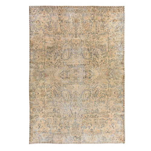Iced Coffee Brown, Antique Persian Kirman, Even Low Pile, Clean, 100% Wool, Hand Knotted, Oriental 