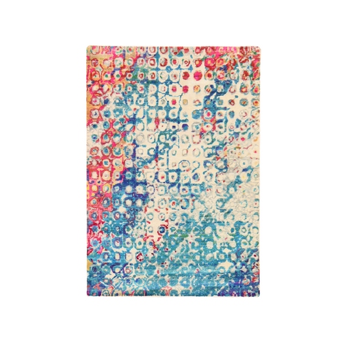Shades of Blue, Colorful, THE PEACOCK, Sari Silk, Hand Knotted, Oriental Rug