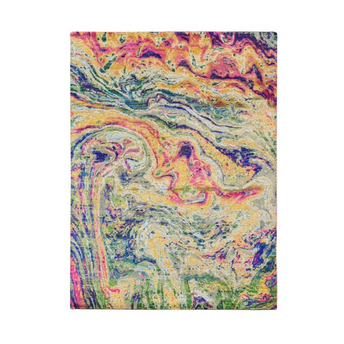 Colorful, THE LAVA DESIGN, Sari Silk with Textured Wool, Hand Knotted, Oriental 
