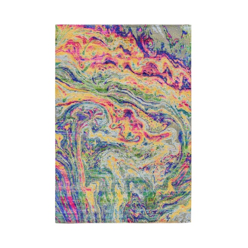Colorful, THE LAVA DESIGN, Hand Knotted, Sari Silk with Textured Wool, Oriental Rug