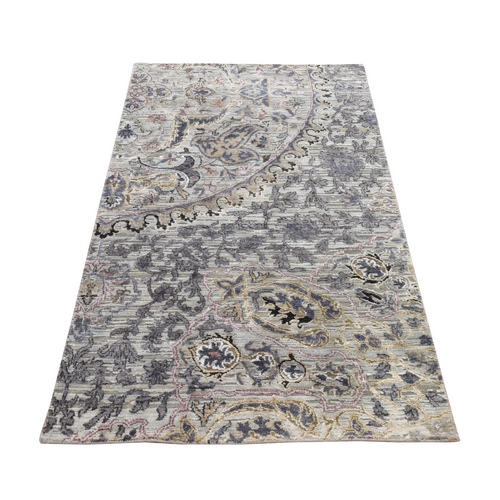 Light Green, THE MAHARAJA, Pure Silk, Hand Knotted, Sampler, Oriental 