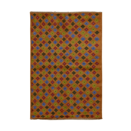 Tawny Brown, Colorful Afghan Baluch with Geometric Design, Hand Knotted, Pure Wool, Oriental 
