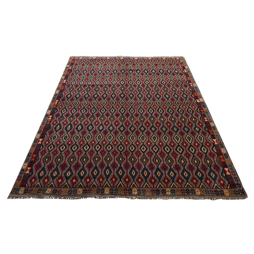 Stone Gray, Colorful Afghan Baluch with Geometric Design, Hand Knotted, Pure Wool, Oriental 