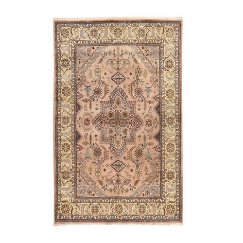 Beige, Vintage Persian Tabriz, 100% Wool, Hand Knotted, Medallion Design, Excellent Condition, Clean and Soft, Oriental 