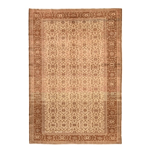Chiffon White, Vintage Turkish Sivas, Even Wear, Repetitive All Over Design, Natural Earth Tones, 100% Wool, Hand Knotted, Oriental 