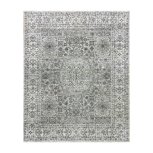 Ghost White, Tone on Tone Design, Undyed 100% Wool, Hand Knotted, Mamluk Dynasty, Oriental Rug
