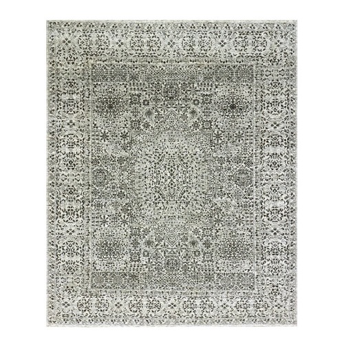 Ghost White, Mamluk Dynasty, Tone on Tone Design, Undyed 100% Wool, Hand Knotted, Oriental Rug
