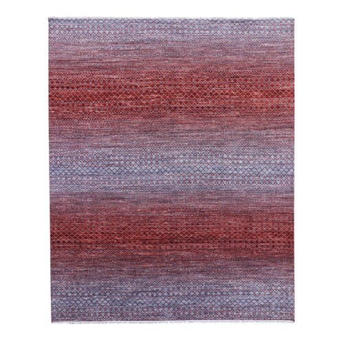 Brownish Red, Hand Knotted Modern Chiaroscuro Collection, Thick and Plush Pure Wool, Oriental 