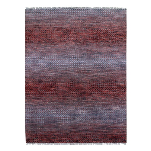 Brownish Red, Hand Knotted Modern Chiaroscuro Collection, Thick and Plush Pure Wool, Oriental 