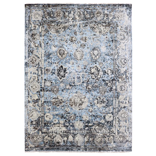 Ash Gray, Modern Tabriz Design Soft and Supple, Pure Wool Hand Knotted, Oriental 