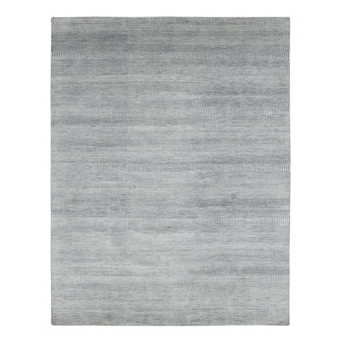 Gainsboro Gray, Dense Weave Tone on Tone, Soft to the Touch Wool and Silk, Hand Knotted Grass Design, Oriental Rug