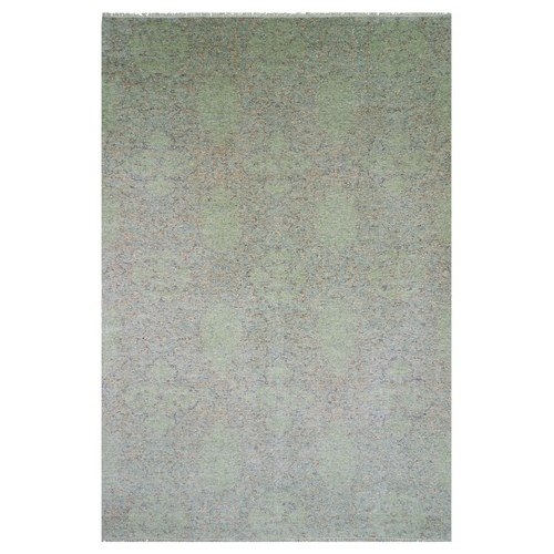 Green, Tone on tone Obscured and Subtle Collection, Hand Knotted, Oversize, Soft Luxurious Wool, Oriental Rug