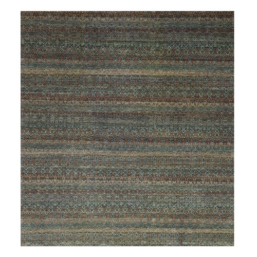 Rust Brown, Kohinoor Herat Small Geometric Repetitive Design, 100% Plush Wool, Hand Knotted, XL Square Oriental Rug