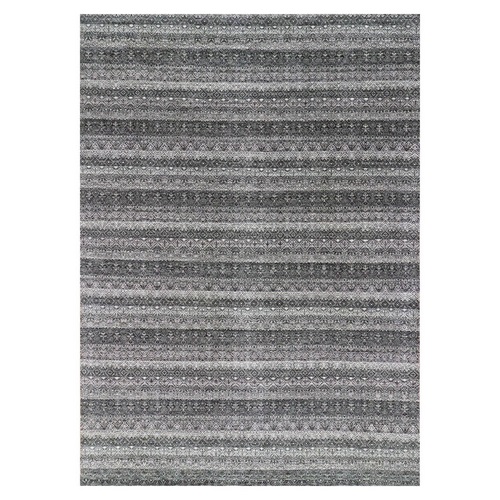 Arsenic Gray, Hand Knotted, Kohinoor Herat Small Geometric Repetitive Design, 100% Plush Wool, Oriental 