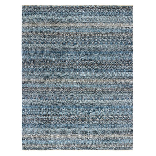 Yale Blue, Kohinoor Herat Small Geometric Repetitive Design, 100% Plush Wool, Hand Knotted, Oriental Rug