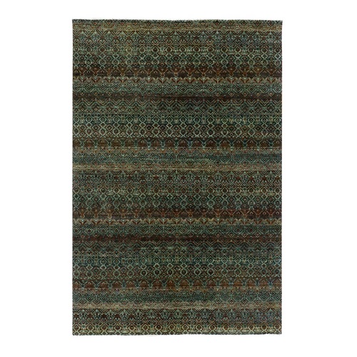 Rust Brown, 100% Plush Wool, Hand Knotted, Kohinoor Herat Small Geometric Repetitive Design, Oriental Rug