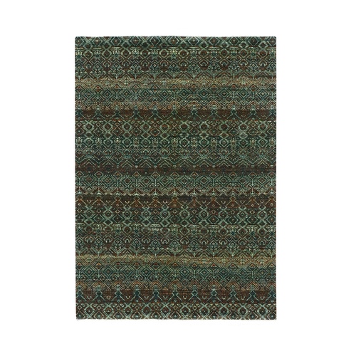 Rust Brown, Kohinoor Herat Small Geometric Repetitive Design, 100% Plush Wool, Hand Knotted, Oriental 