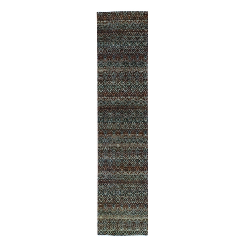 Rust Brown, 100% Plush Wool, Hand Knotted, Kohinoor Herat Small Geometric Repetitive Design, Runner Oriental Rug