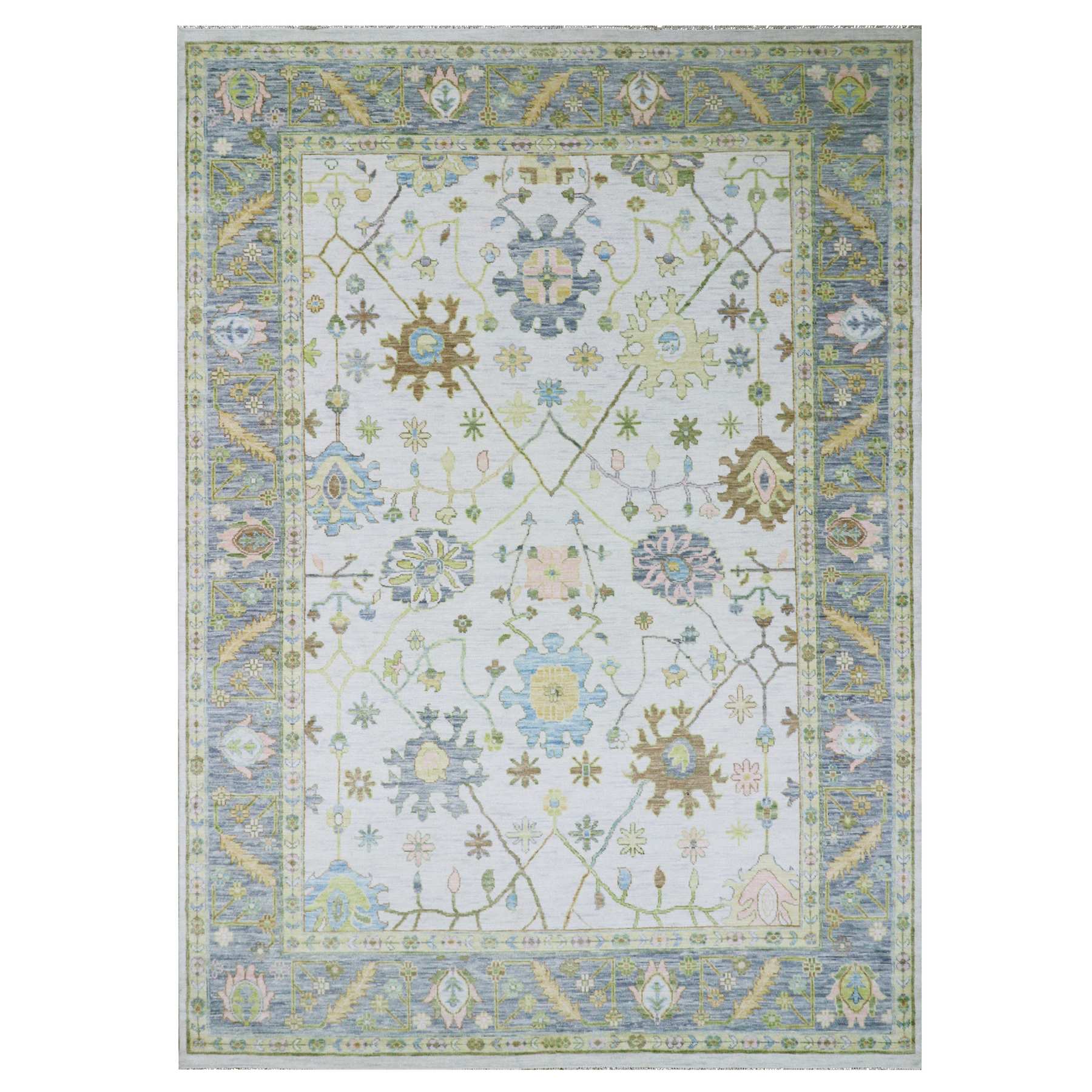 Oushak-And-Peshawar-Hand-Knotted-Rug-399250