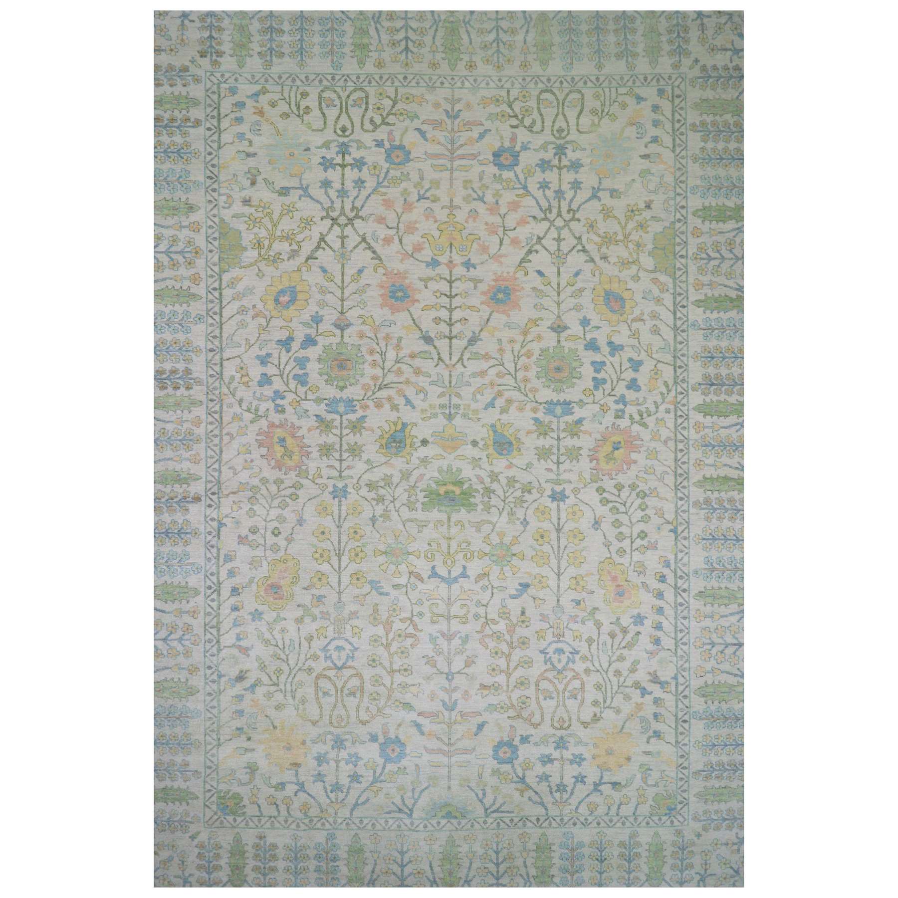 Oushak-And-Peshawar-Hand-Knotted-Rug-399470