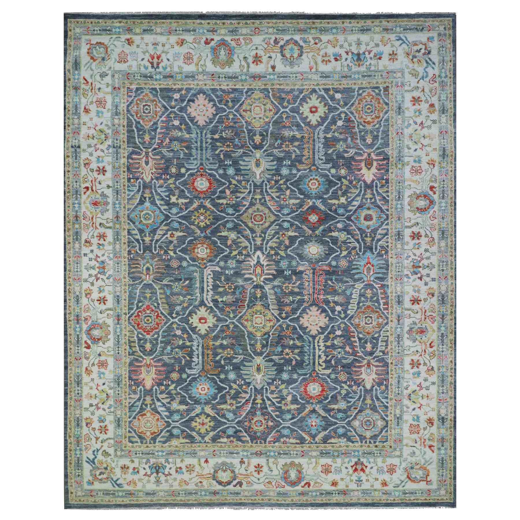 Oushak-And-Peshawar-Hand-Knotted-Rug-399495