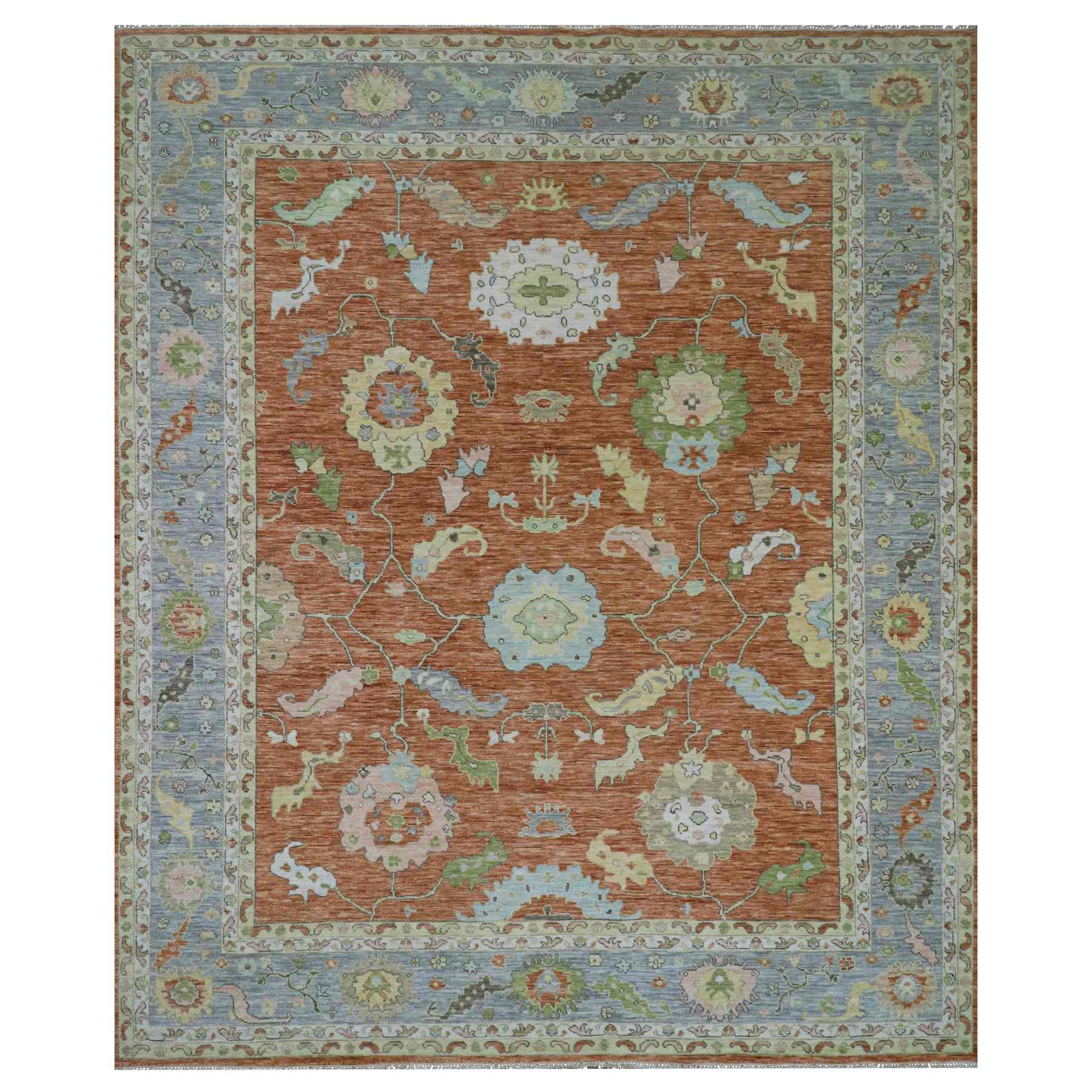 Oushak-And-Peshawar-Hand-Knotted-Rug-399505