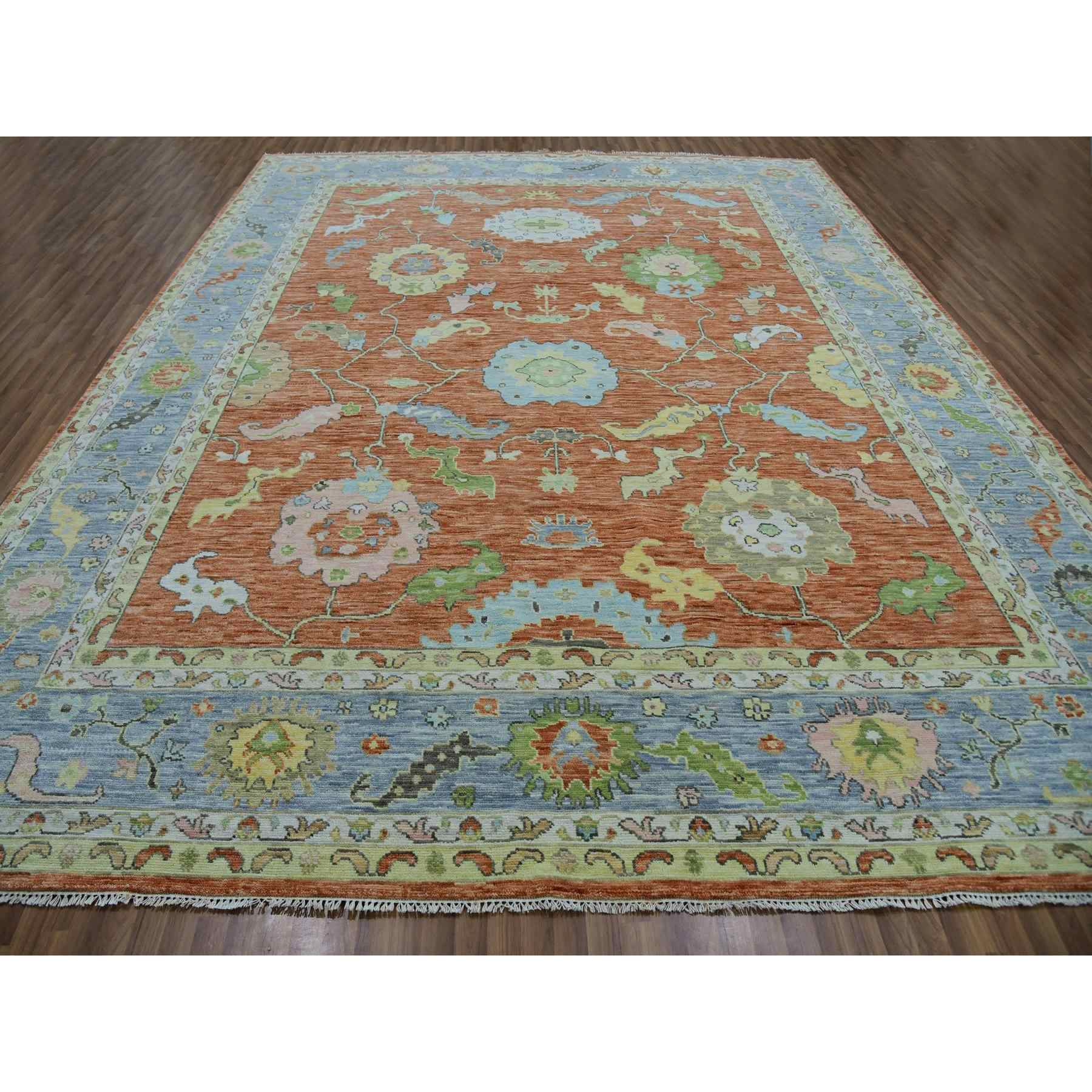 Oushak-And-Peshawar-Hand-Knotted-Rug-399505
