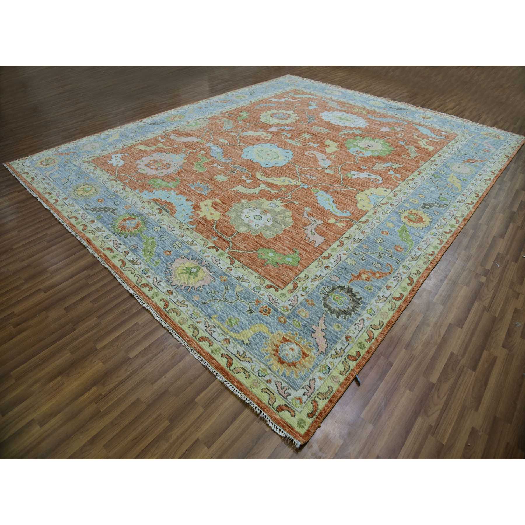 Oushak-And-Peshawar-Hand-Knotted-Rug-399505
