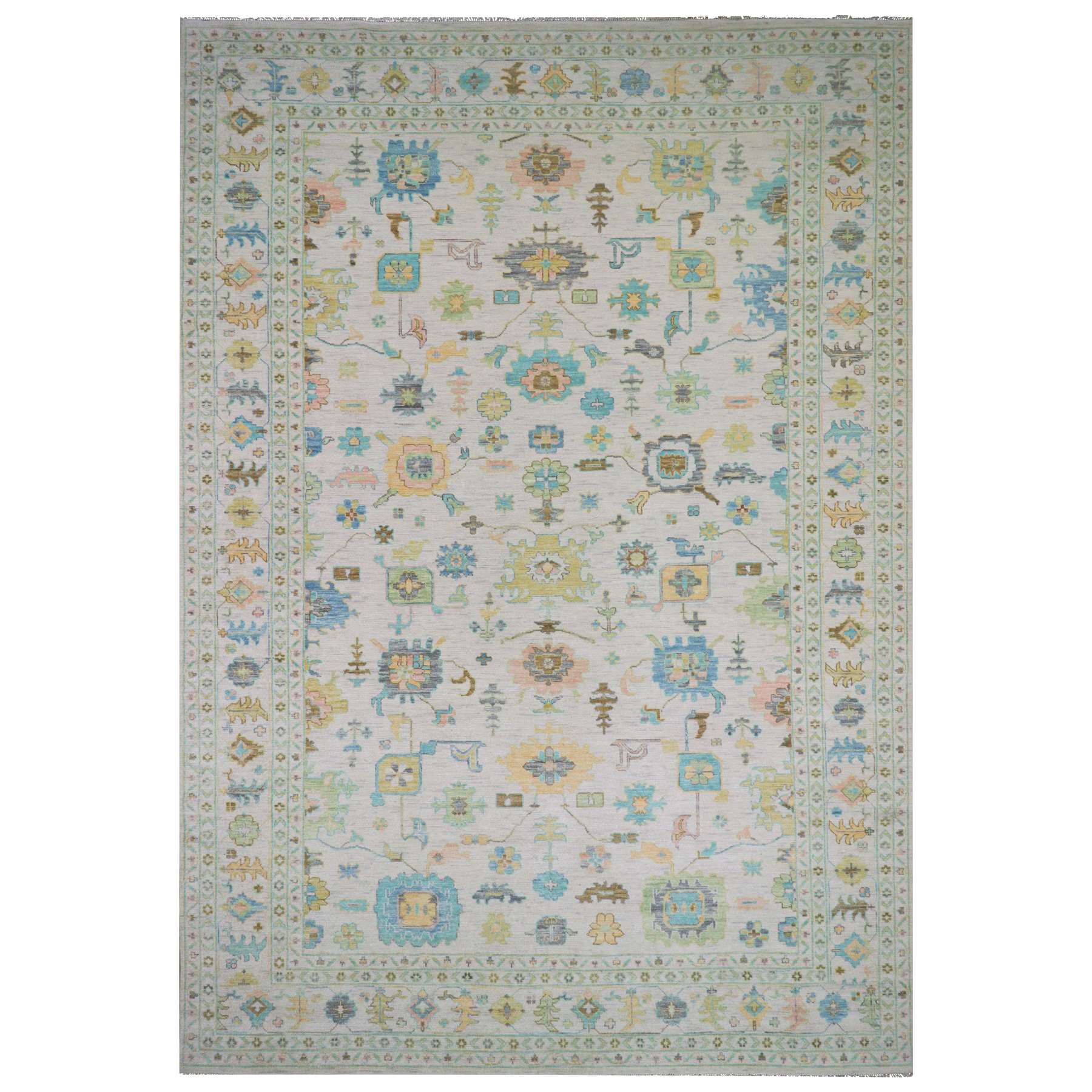 Oushak-And-Peshawar-Hand-Knotted-Rug-399535