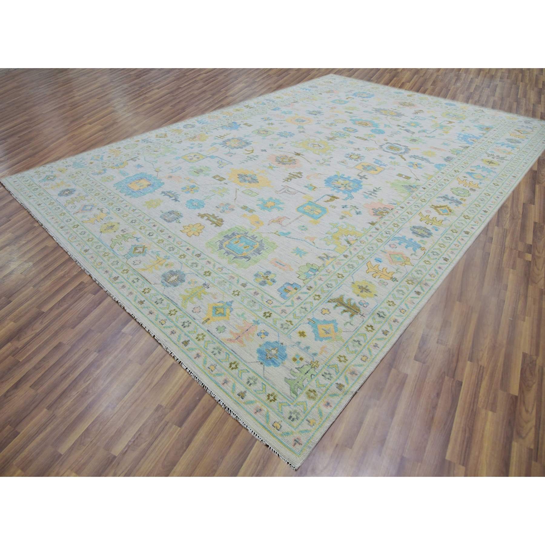 Oushak-And-Peshawar-Hand-Knotted-Rug-399535