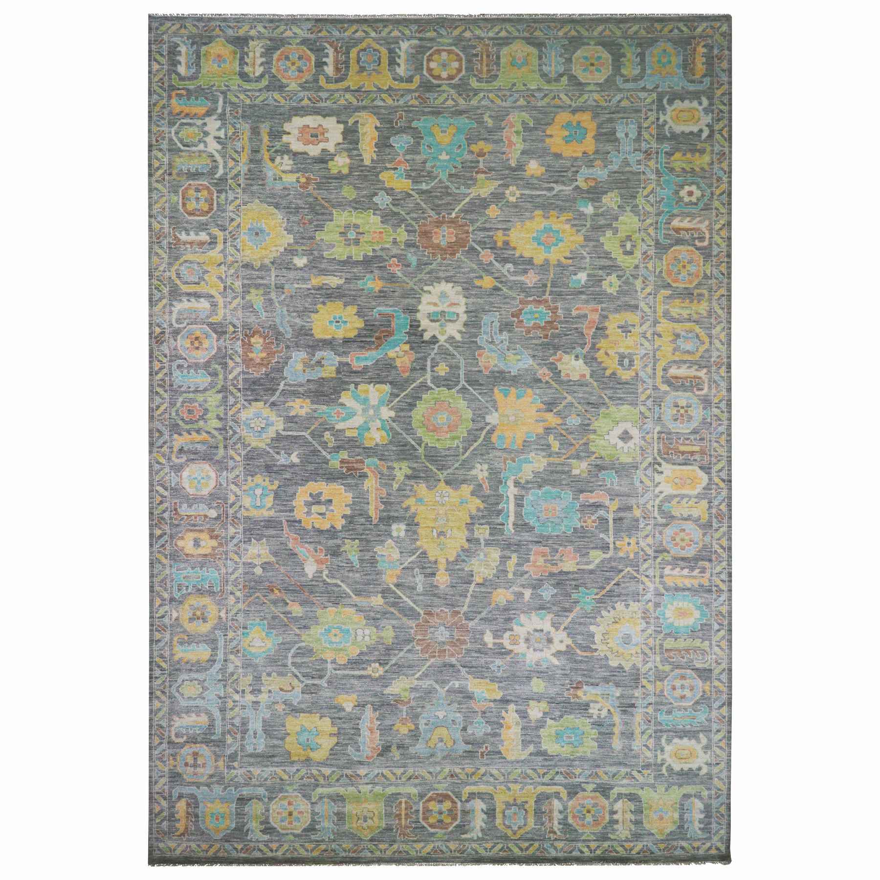 Oushak-And-Peshawar-Hand-Knotted-Rug-399550