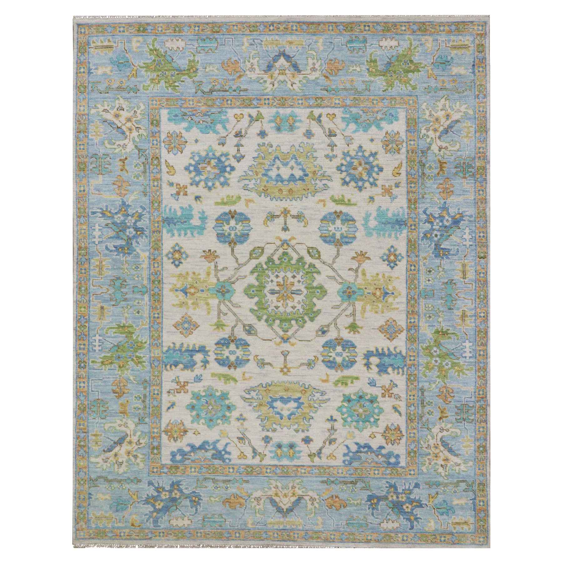 Oushak-And-Peshawar-Hand-Knotted-Rug-399580