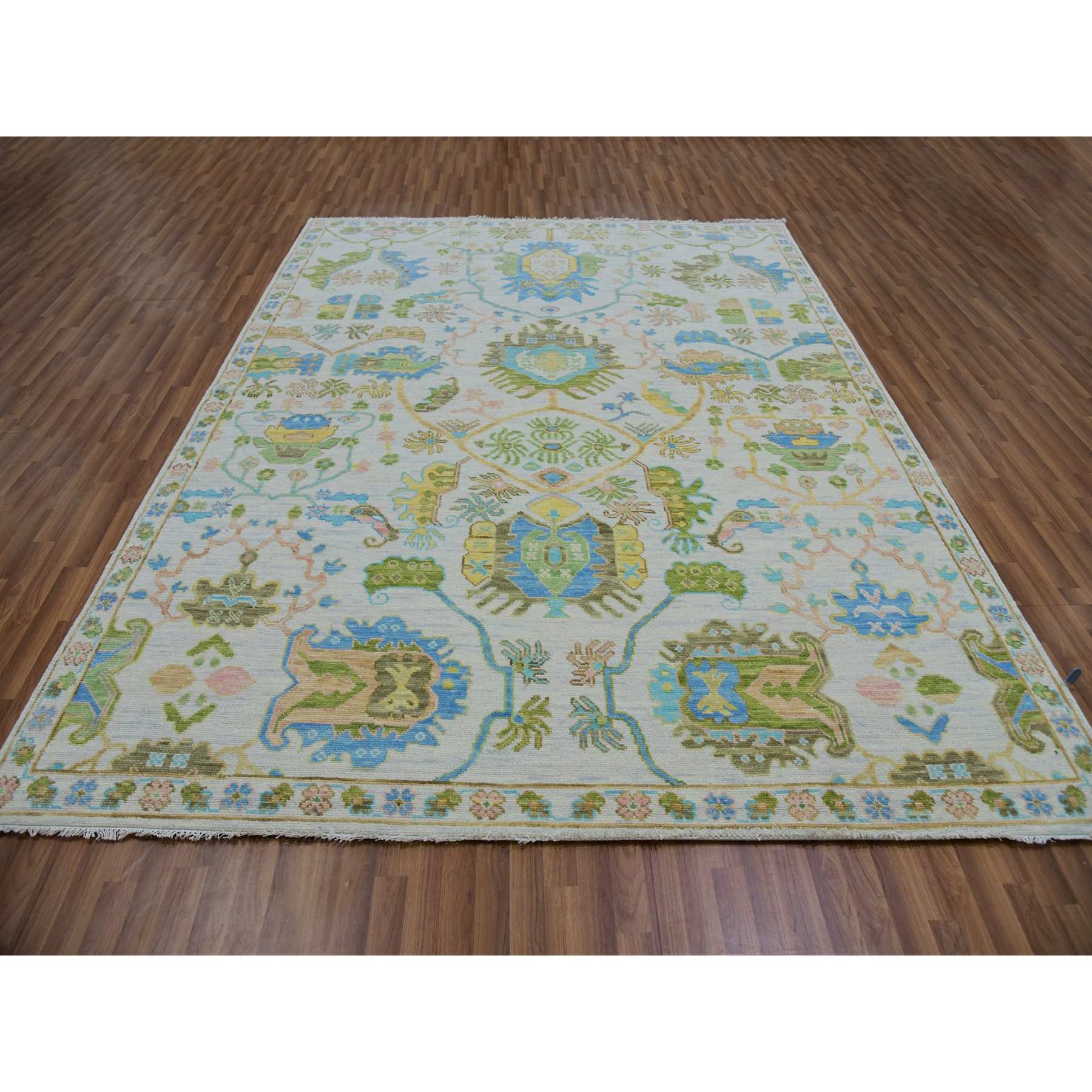 Oushak-And-Peshawar-Hand-Knotted-Rug-399595