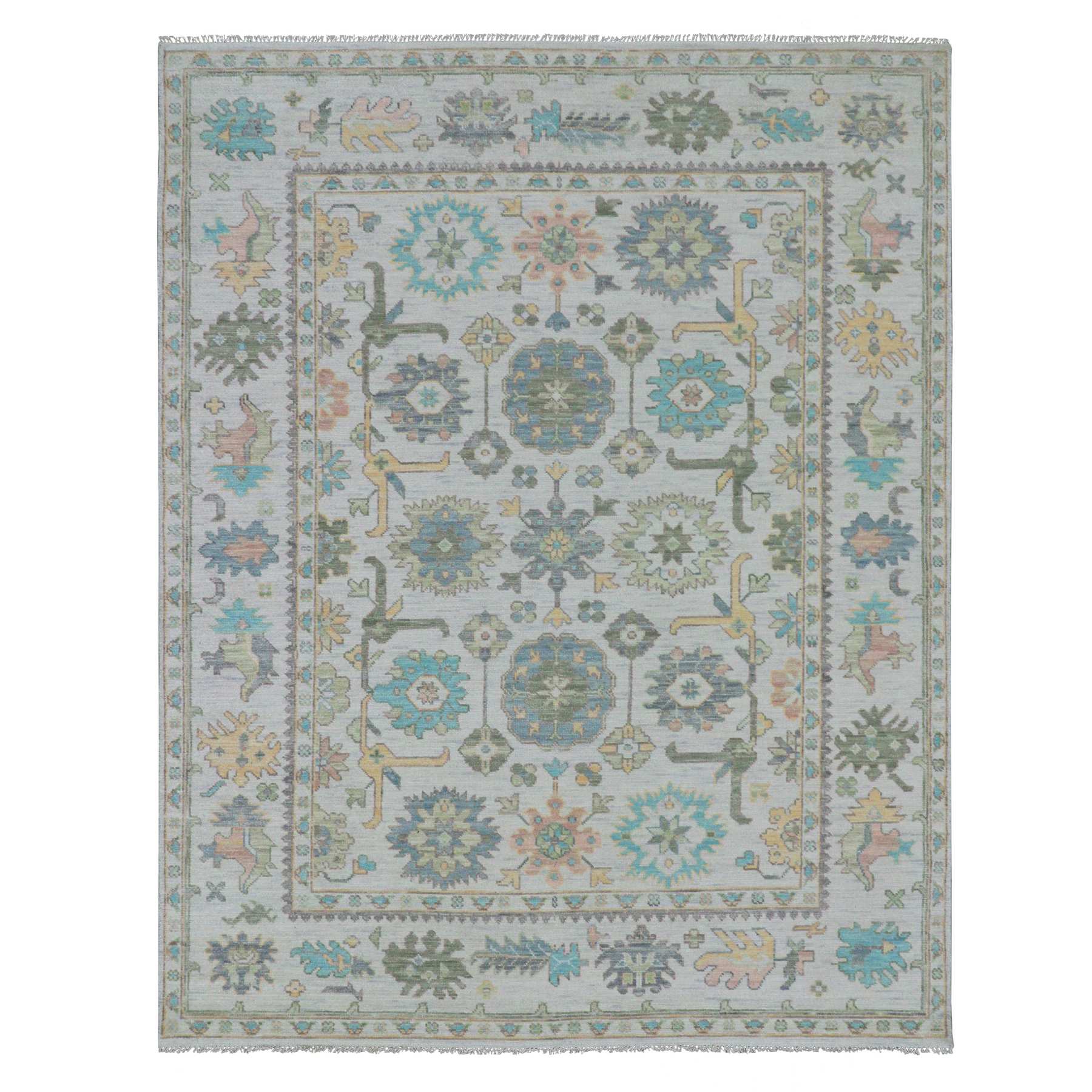 Oushak-And-Peshawar-Hand-Knotted-Rug-399610