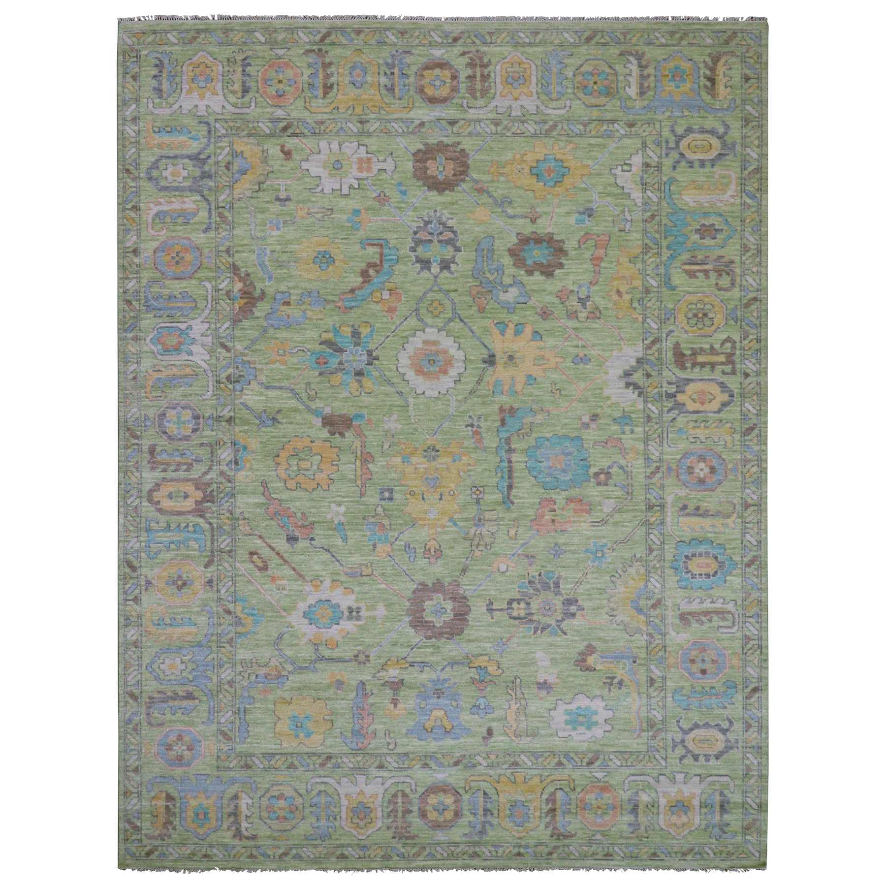 Oushak-And-Peshawar-Hand-Knotted-Rug-399670