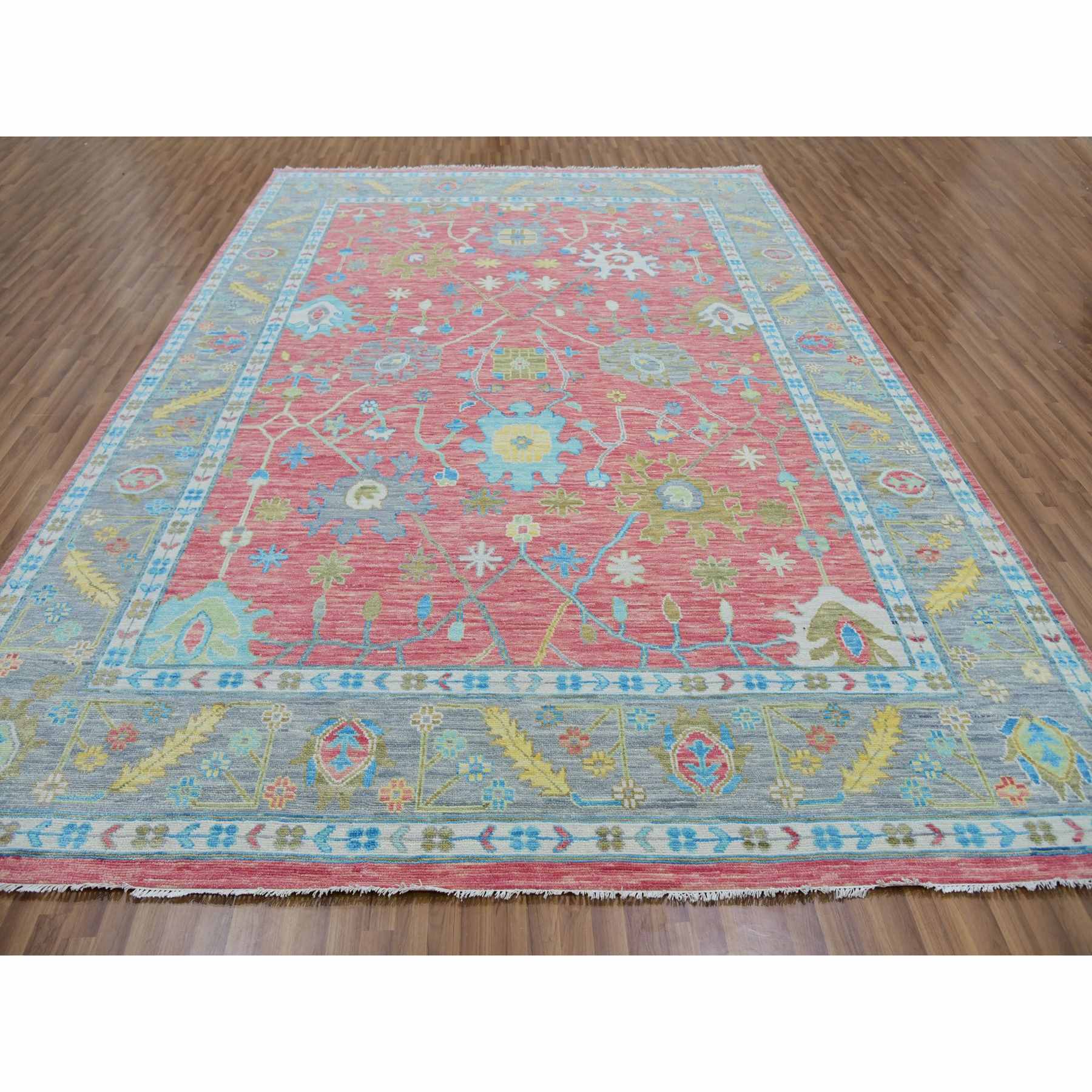 Oushak-And-Peshawar-Hand-Knotted-Rug-399695