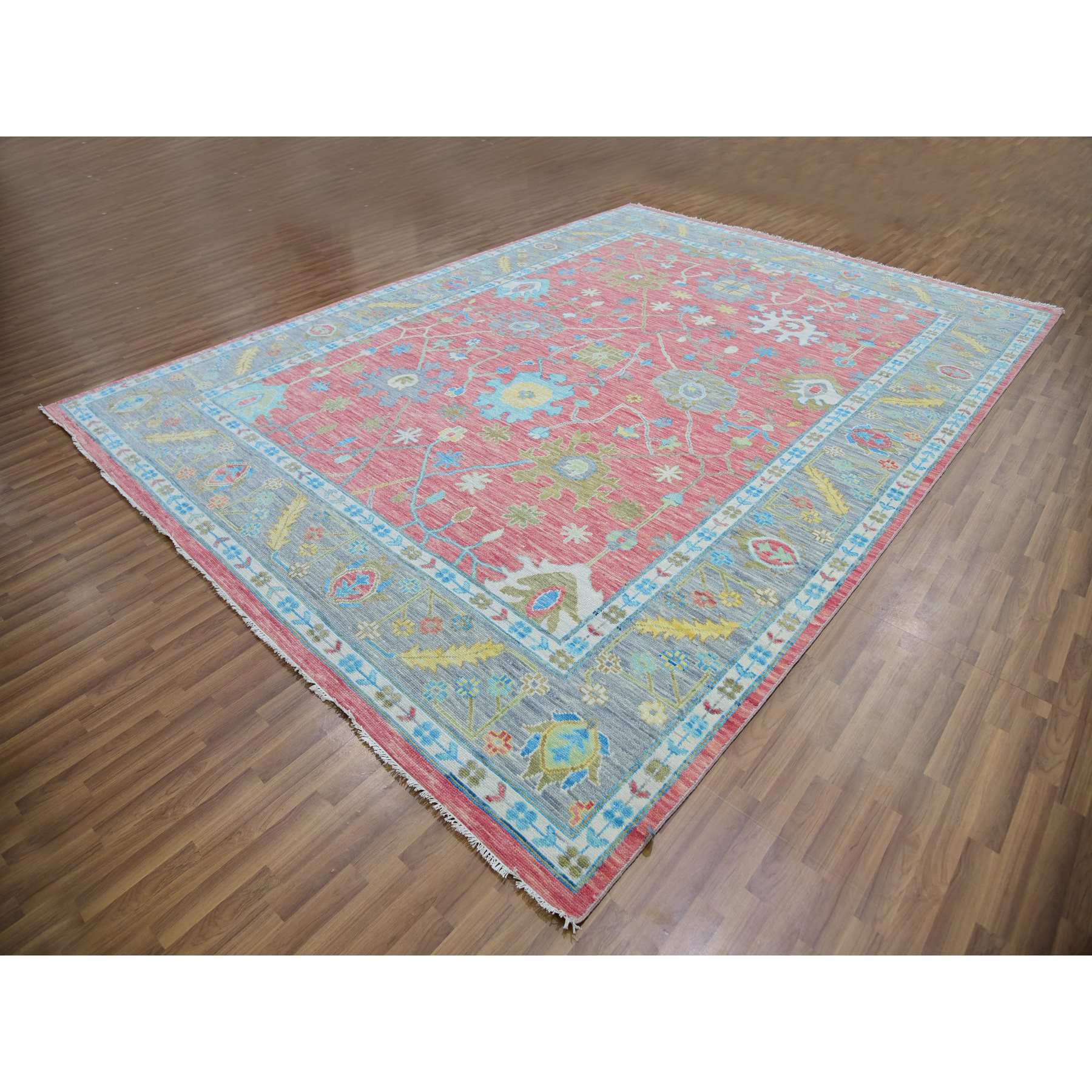 Oushak-And-Peshawar-Hand-Knotted-Rug-399695