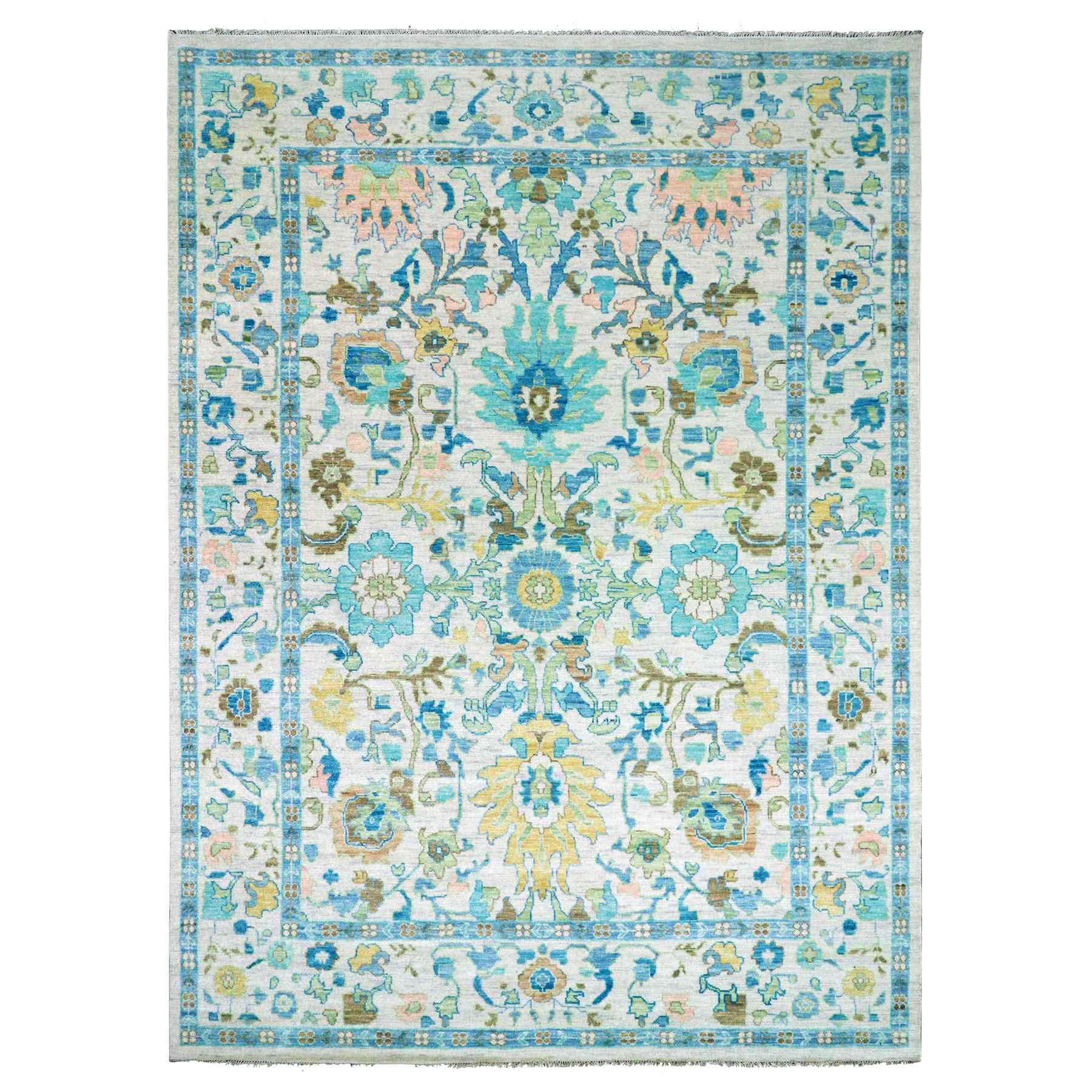 Oushak-And-Peshawar-Hand-Knotted-Rug-399735