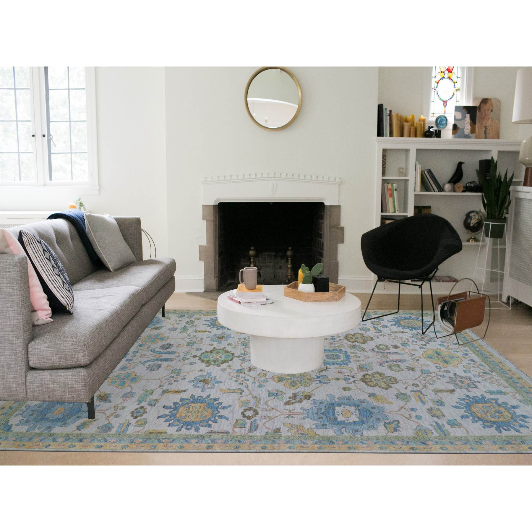 Oushak-And-Peshawar-Hand-Knotted-Rug-399745