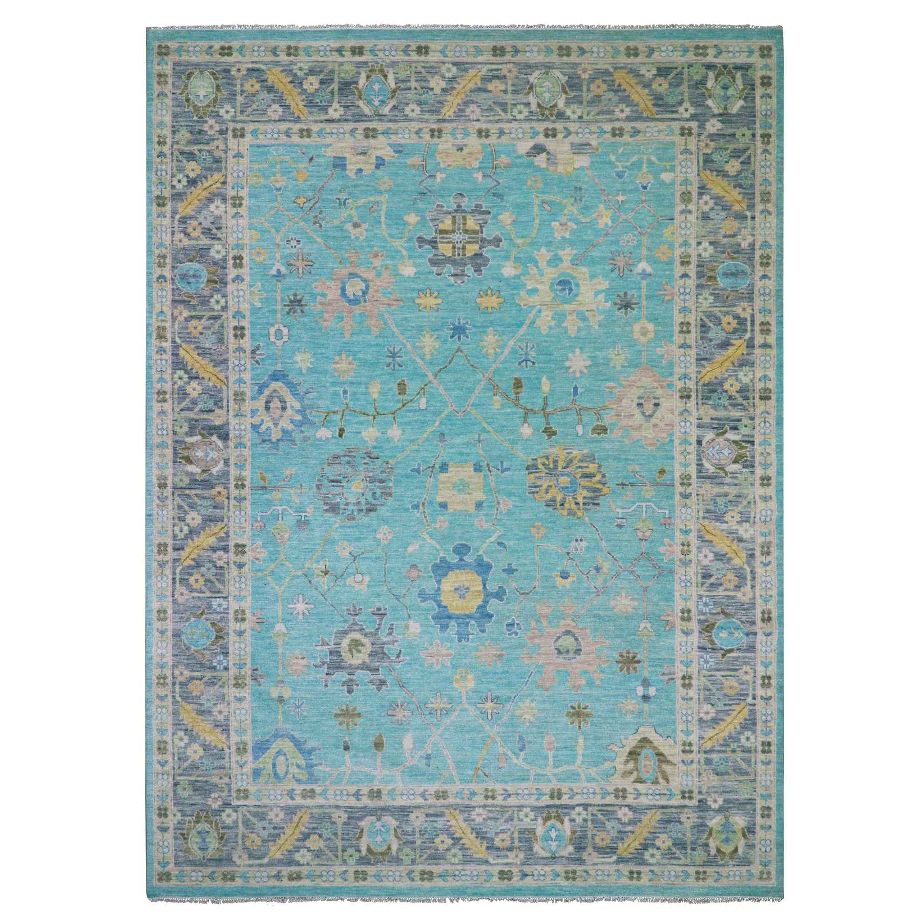 Oushak-And-Peshawar-Hand-Knotted-Rug-399765