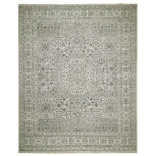 Chantilly Lace White, Tone on Tone Design, Hand Knotted Mamluk Dynasty Luxurious Wool, Oversized Undyed Oriental 