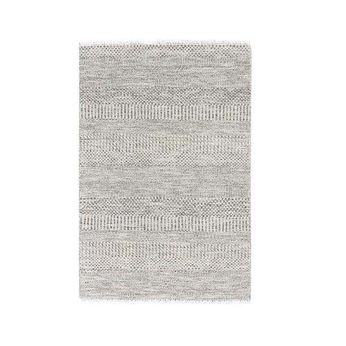 Stone Eagle Gray, Natural Undyed Wool, Modern Grass Design, Hand Knotted, Tone on Tone, Oriental 