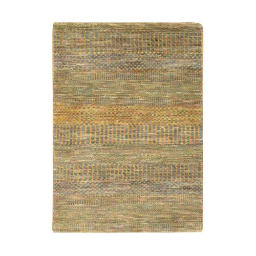 Moss Green, 100% Dyed Wool, Hand Knotted, Tone on Tone, Modern Grass Design, Mat Oriental 