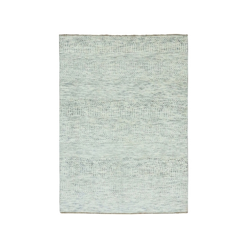 Misty Gray, Soft Wool, Modern Hand Knotted Grass Design, Vegetable Dyes Tone on Tone, Organic Sustainable Textile Oriental 