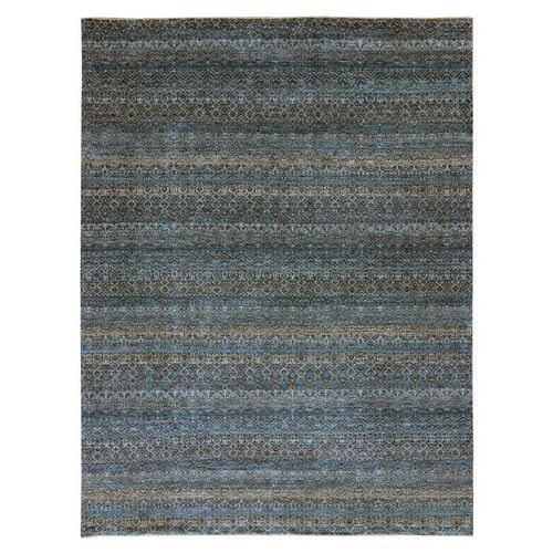 Kensington Blue, Kohinoor Herat With All Over Small Diamond Shape Small Repetitive Design, 100% Plush Wool, Soft to the Touch, Tone On Tone, Hand Knotted Oriental Rug