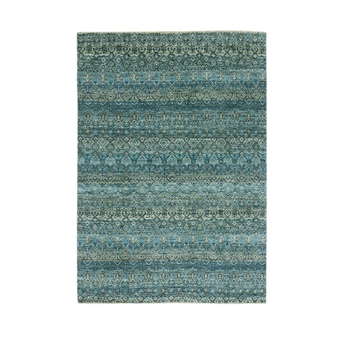 Aqua Lake Blue, Diamond Shape Repetitive Design, Tone on Tone , 100% Plush Wool, Hand Knotted, Kohinoor Herat, Oriental 