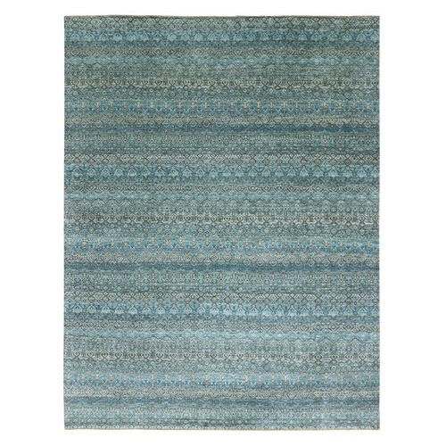 Georgian Blue, Kohinoor Herat Design With Small Geometric Repetitive, Tone on Tone, Soft To The Touch All Wool, Hand Knotted, Oriental Rug